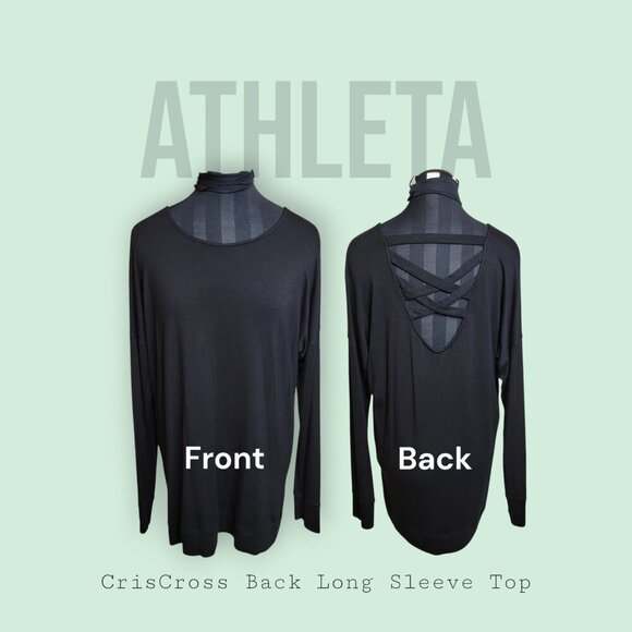Athleta Black Crisscross Back Long Sleeve Top | Modal Blend - Picture 1 of 10